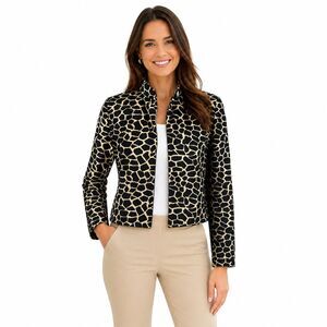 Elliott Lauren Velour Giraffe Print Short Jacket Size 4 NWOT